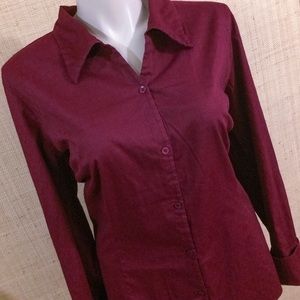 Sz26/28 Lane Bryant Wine Red Blouse w/French Cuffs